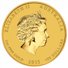 Золотая монета 200 долларов "Лунар-2" Год Козы 2015 год 2 унции